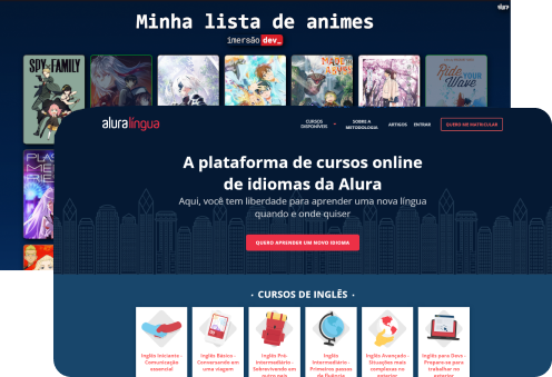 Tela do alura+ e alura língua